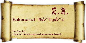 Rakonczai Mátyás névjegykártya
